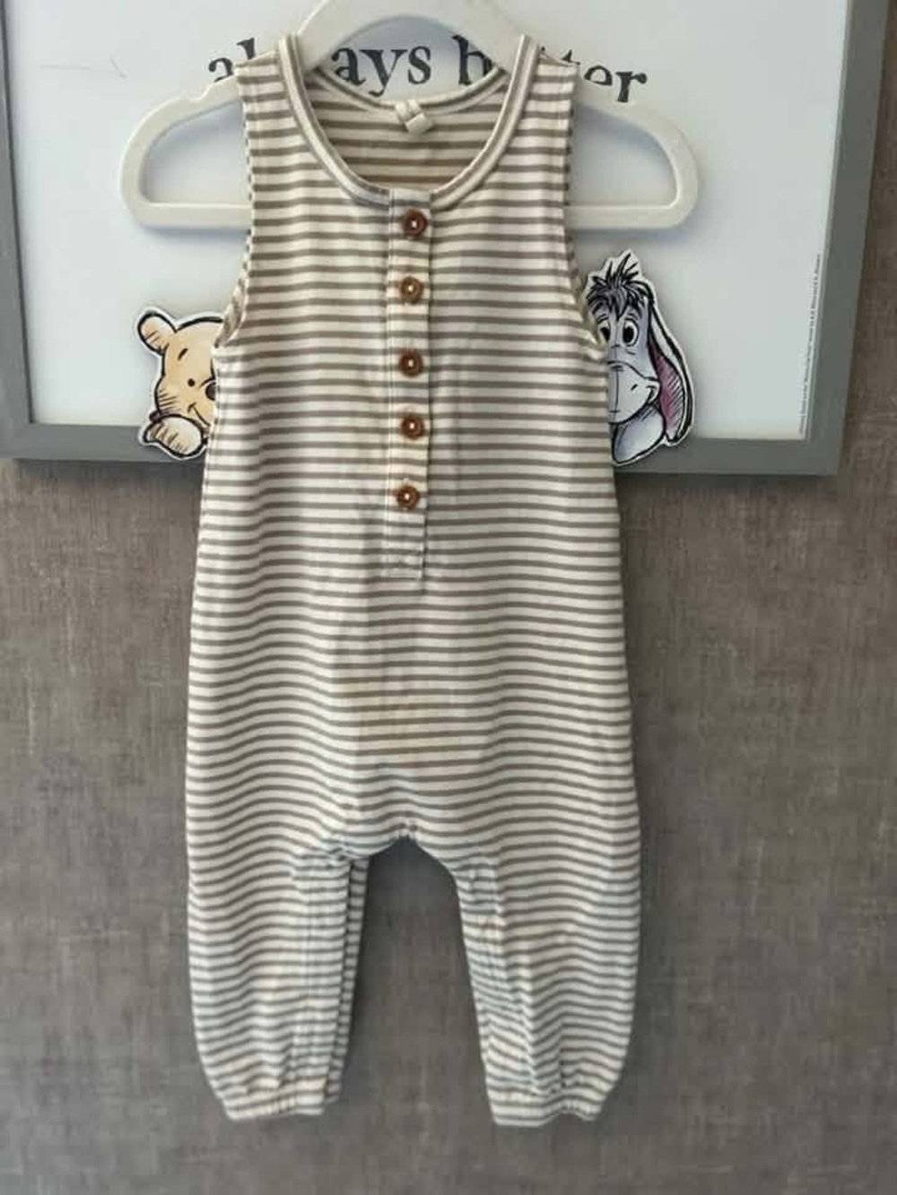 Quincy Mae Beige & cream Striped Sleeveless Romper
